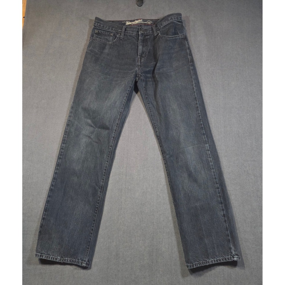 Old Navy Straight Jeans Mens 32x32 Black Dark Wash 100% Cotton Denim